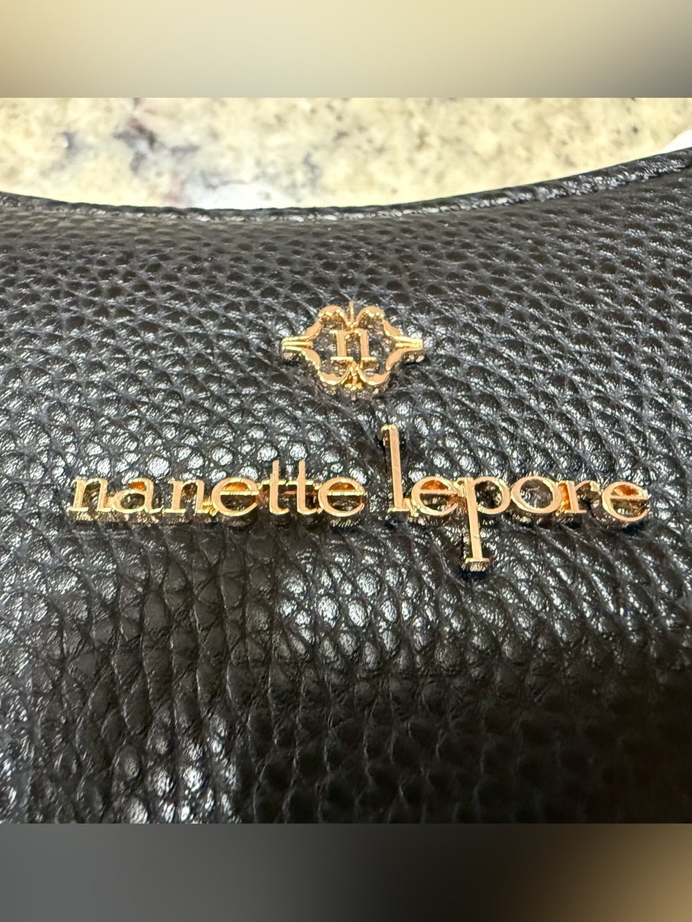 Nanette Lepore Black Shoulder Bag with Gold Chain Detail - Picture 3 of 10